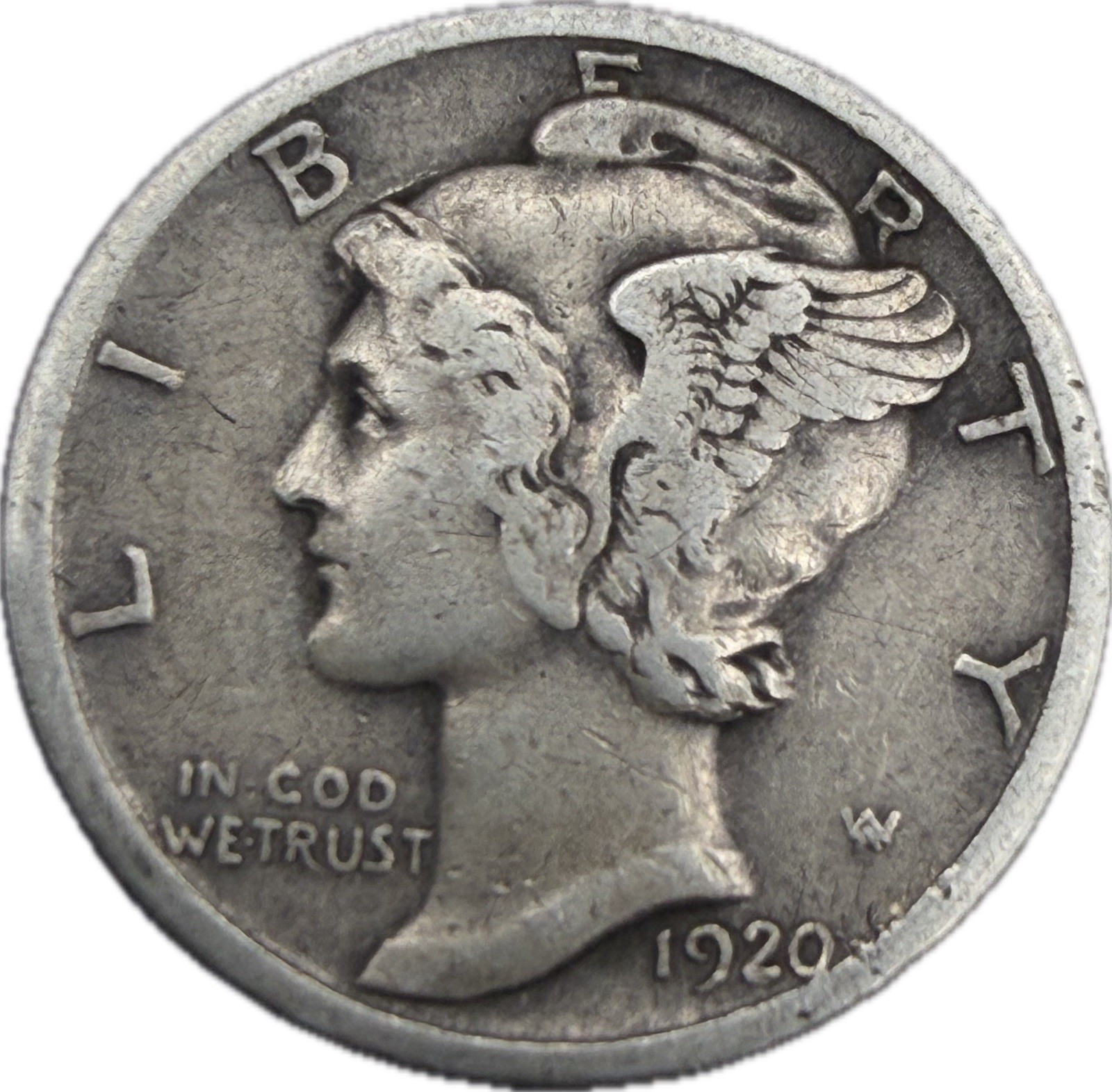 1920 D 10C Mercury Silver Dime - Better date - Free Shipping