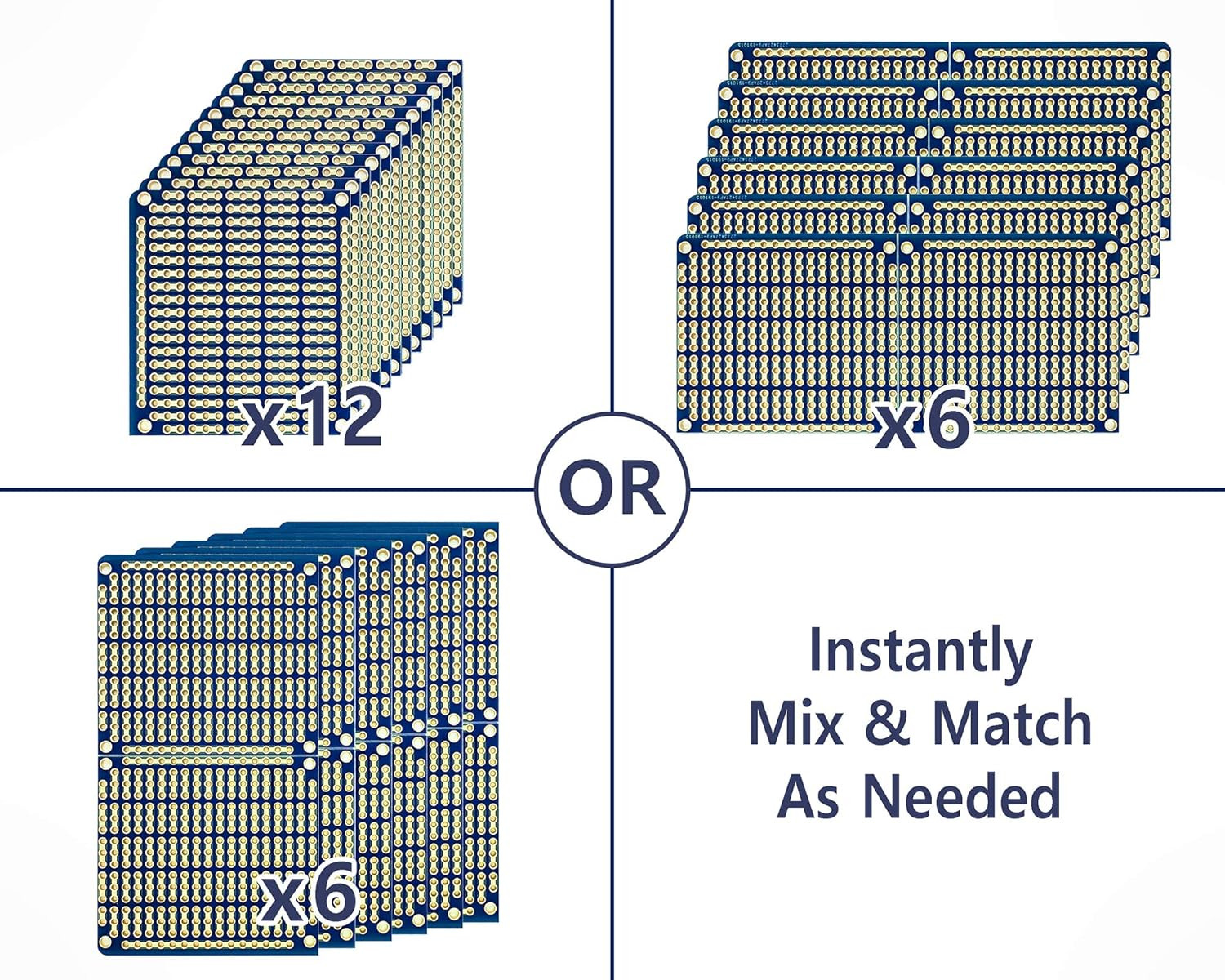 Snappable PCB, Strip Board with Power Rails for Electronics Projects Compatible