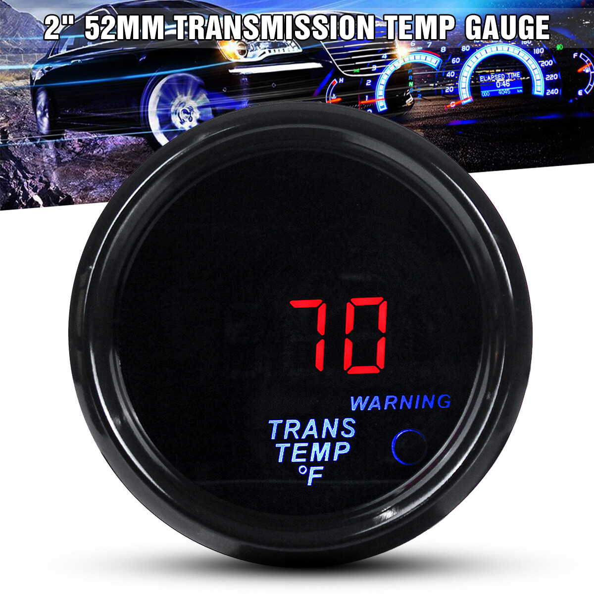2" 52mm Digital LED Transmission Trans Temperature Gauge Meter Black Bezel