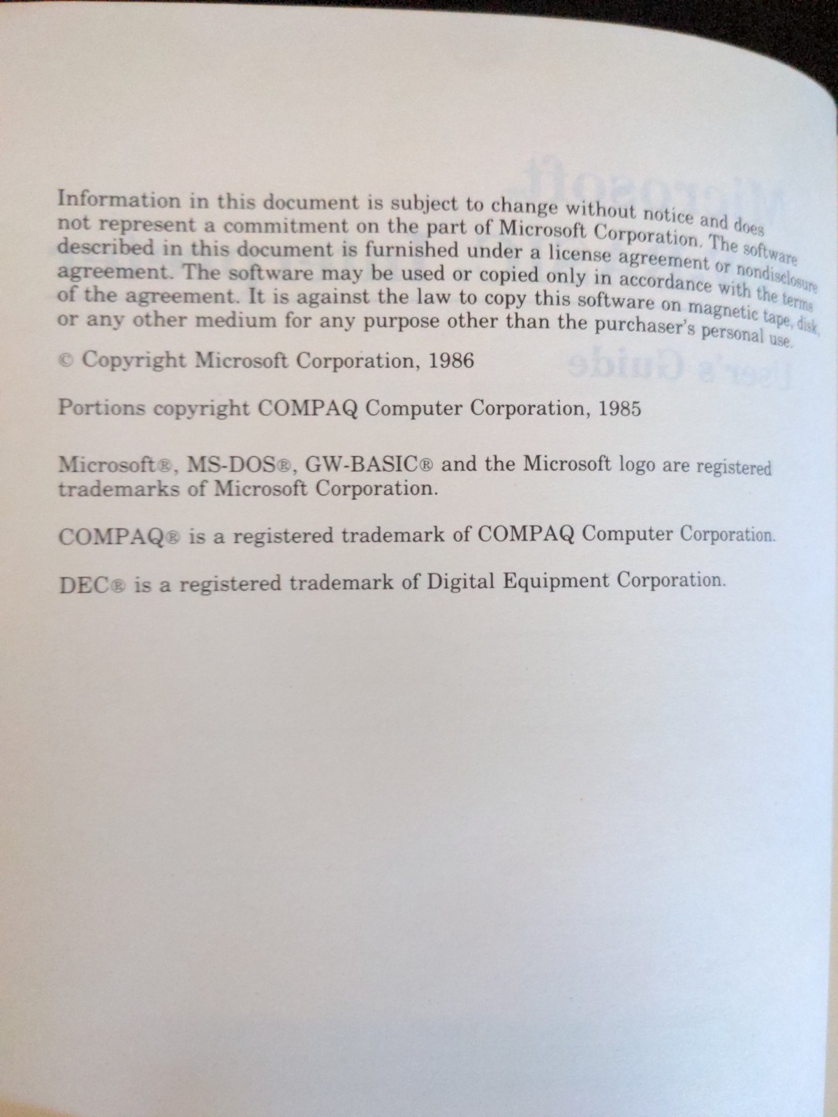 VINTAGE! GW-BASIC User's Manual Microsoft Corporation 1985