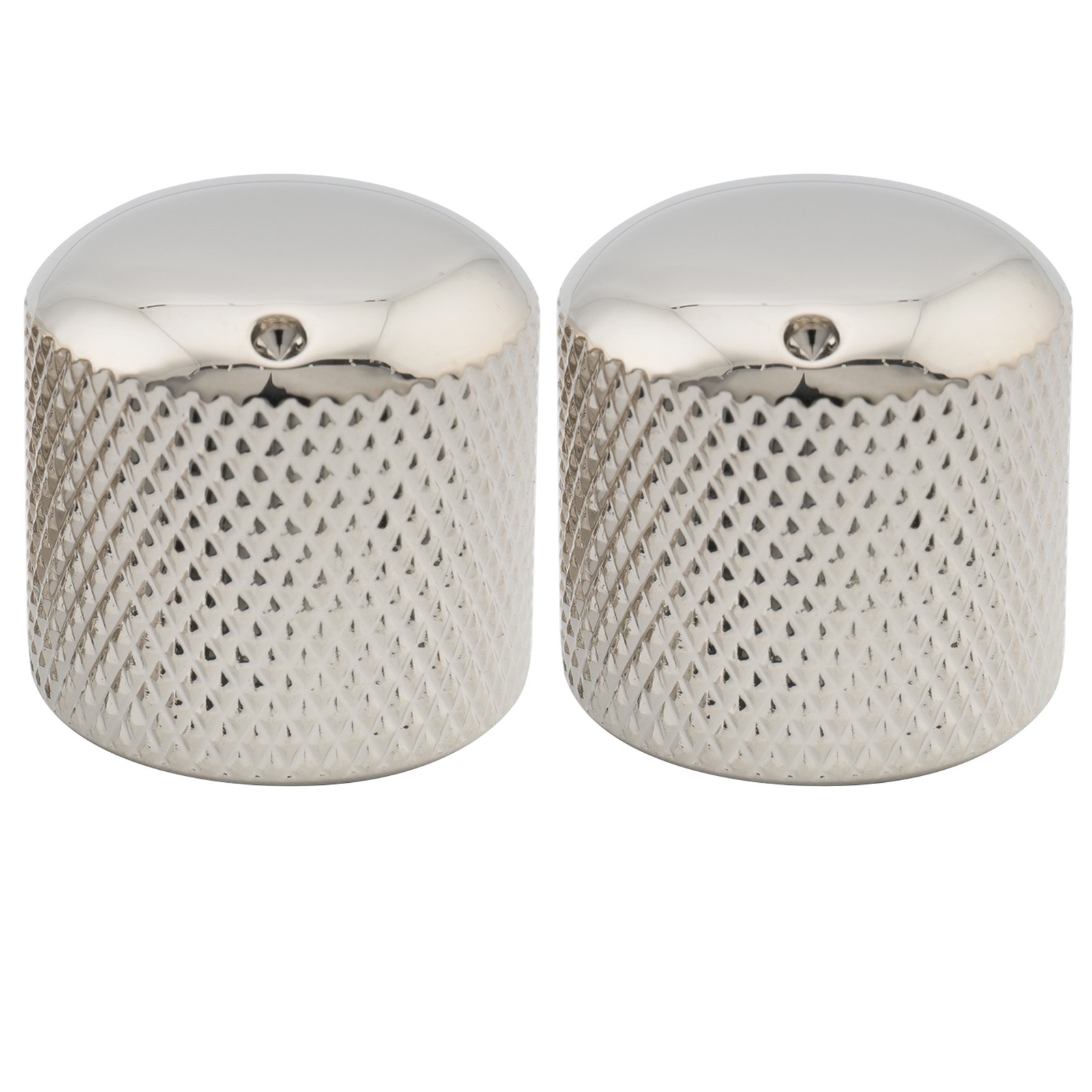 Musiclily Pro 2Pcs Nickel Metric Steel Push-on Dome Knobs For Import Guitar Bass