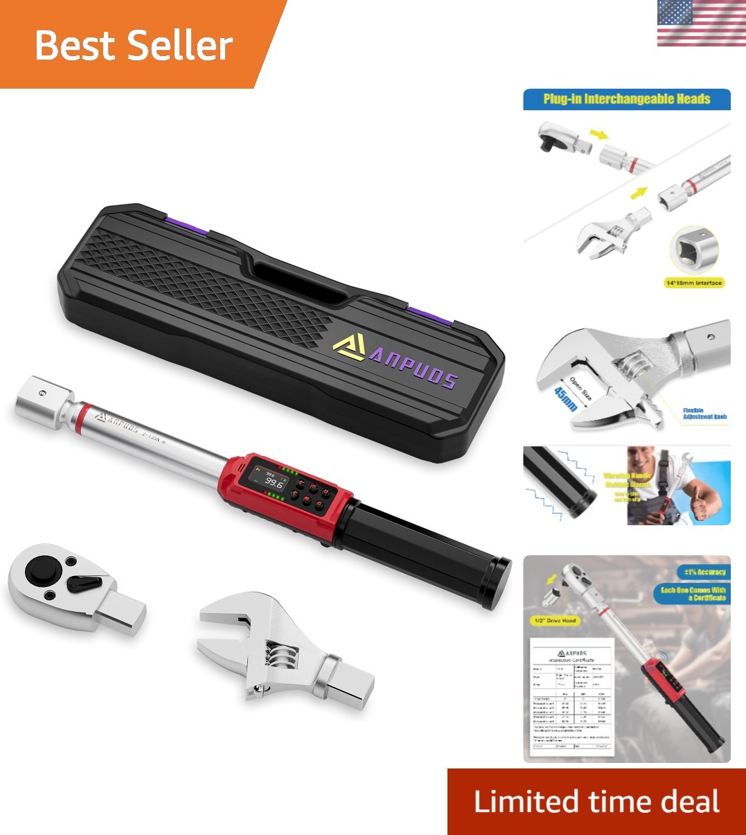 Adjustable Digital Torque Wrench, 1.5-99.6 Ft.lb/2-135 Nm, Hvac Torque Wrench...
