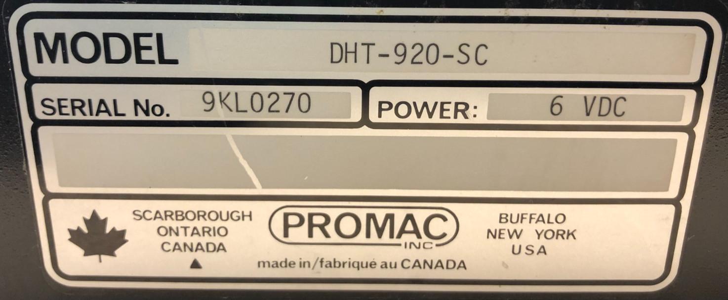 Promac MasterCAL DHT 920-SC Calibrator / (PARTS ONLY)