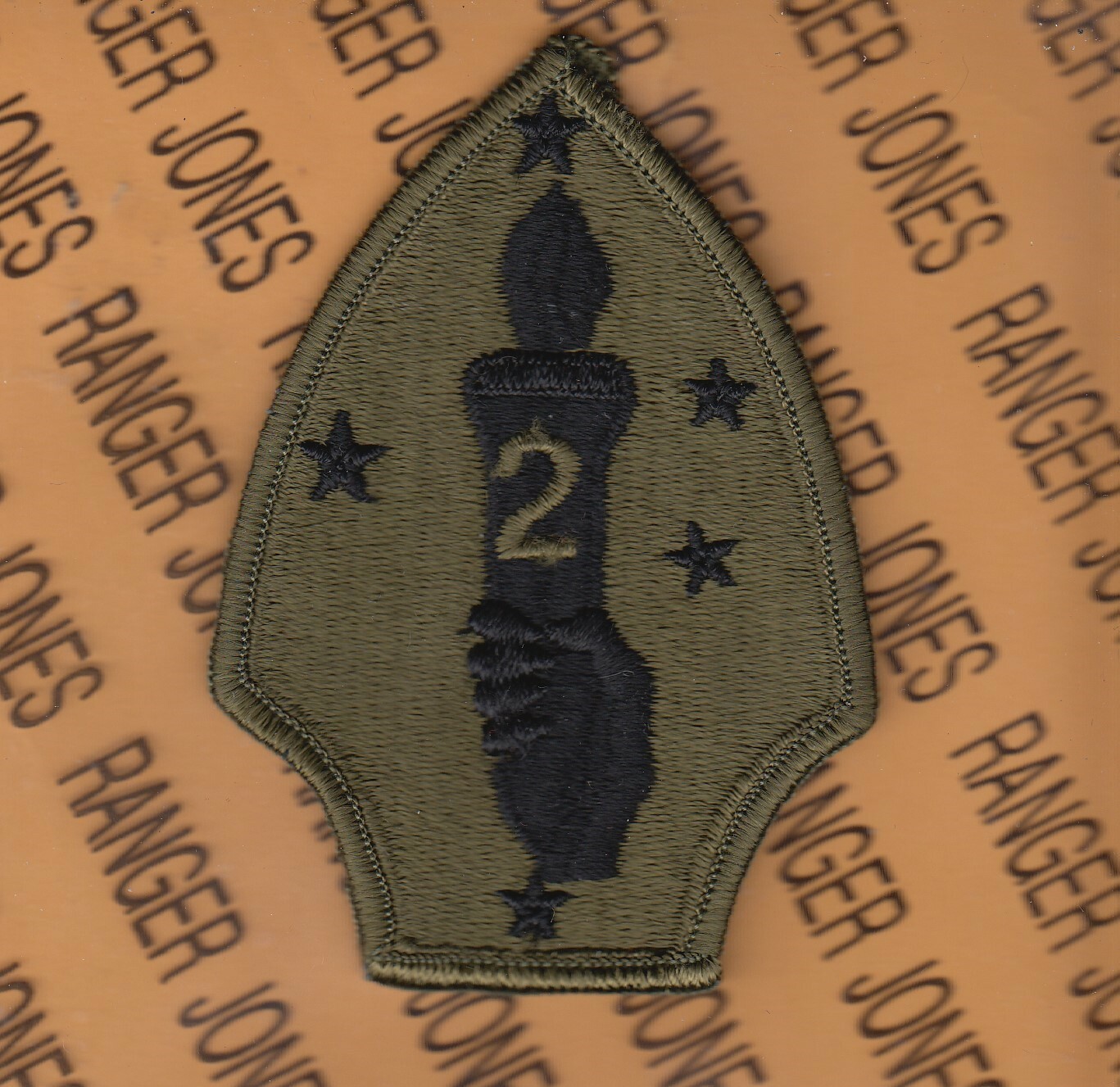 USMC Marine Corps 2nd Marine Division 4" OD Green & Black patch m/e