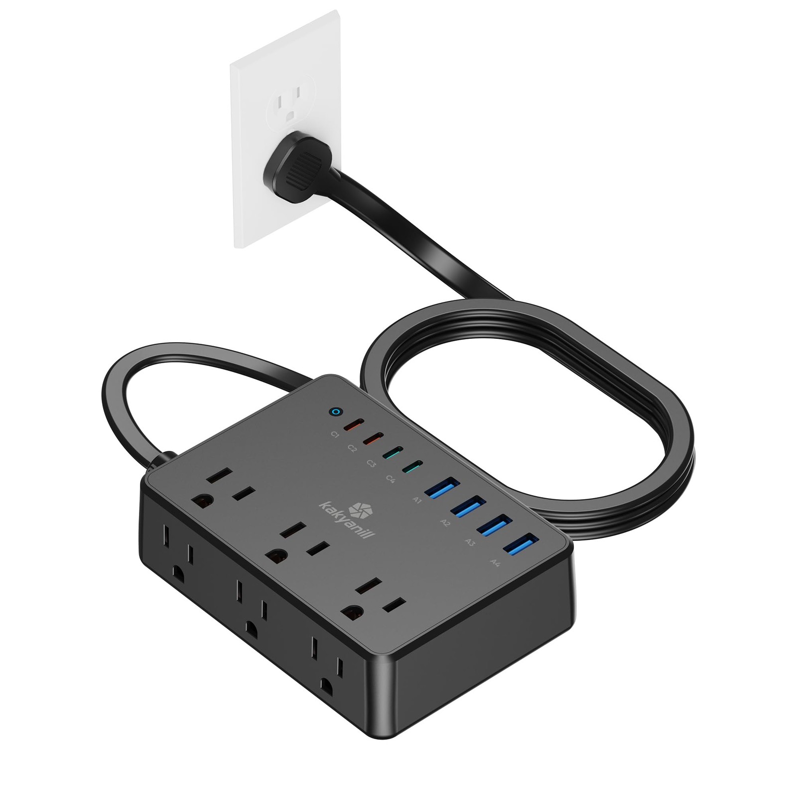 Best Kakyanill 100W Power Strip, 6 AC Outlets 8 USB Ports4 C with 2000J Surge