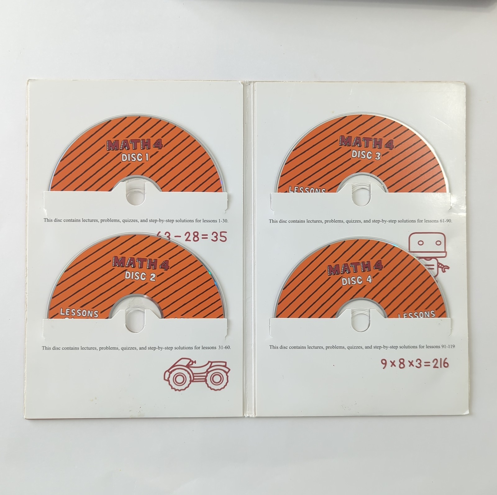 Teaching Textbooks Math 4 Workbook, CD-ROM Set 4 Discs & Answer Booklet - Read!