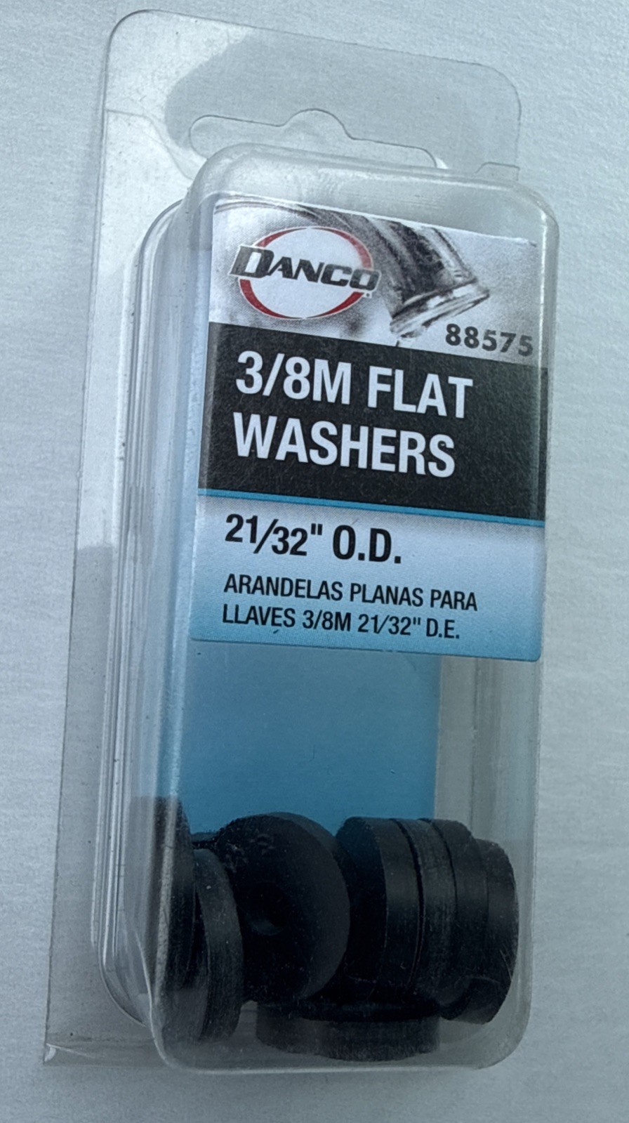 Danco 88575 Flat Flexible Faucet Washer #3/8M Rubber Black