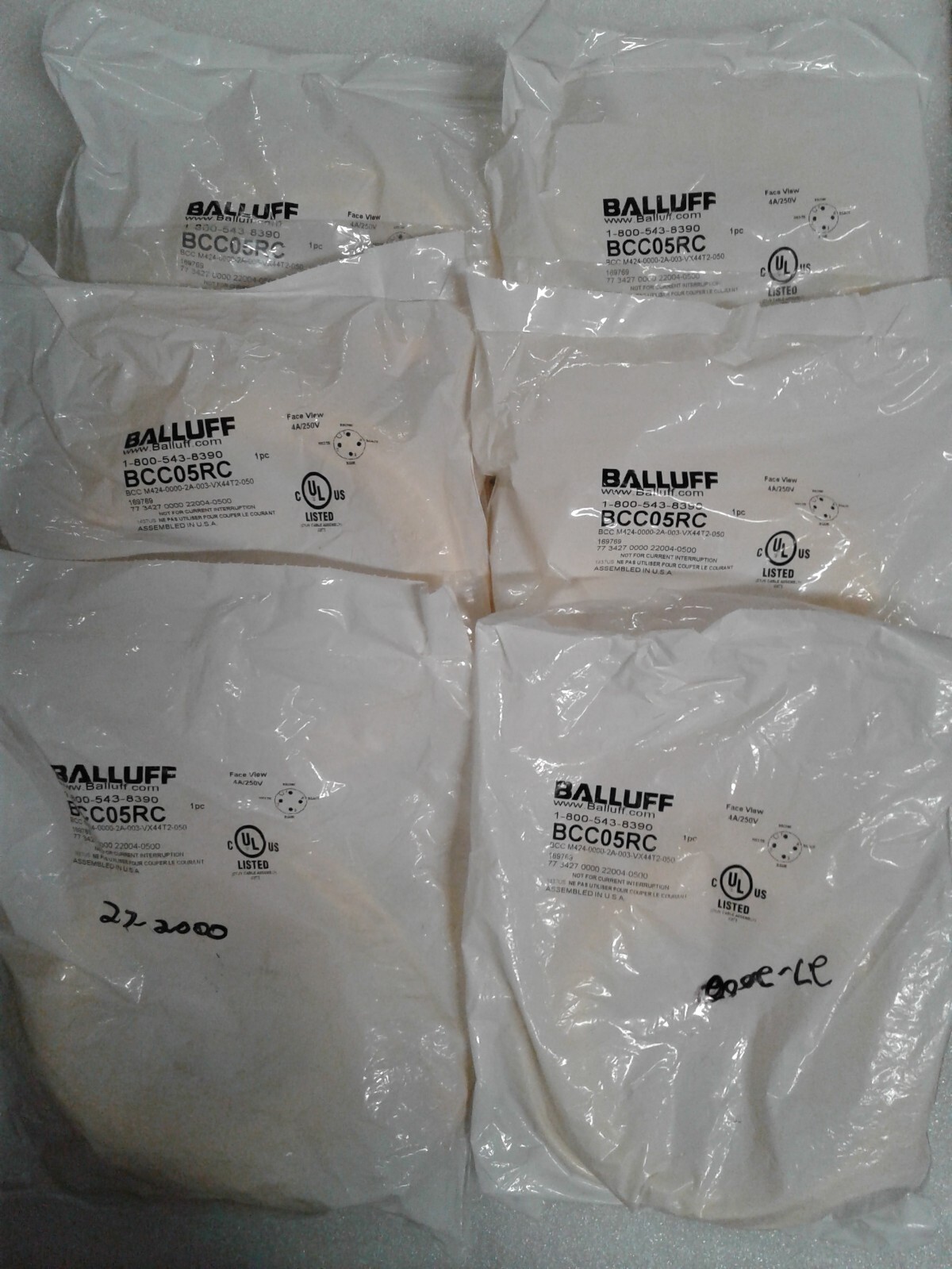 Balluff BCC05RC Cable - Lot of 6 - New in Factory Sealed Bags