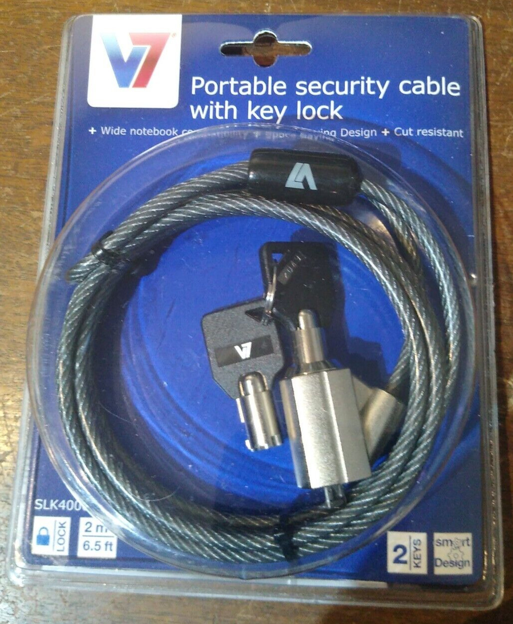 V7 Portable Security Cable with Key Lock 6.5ft (SLK4000)