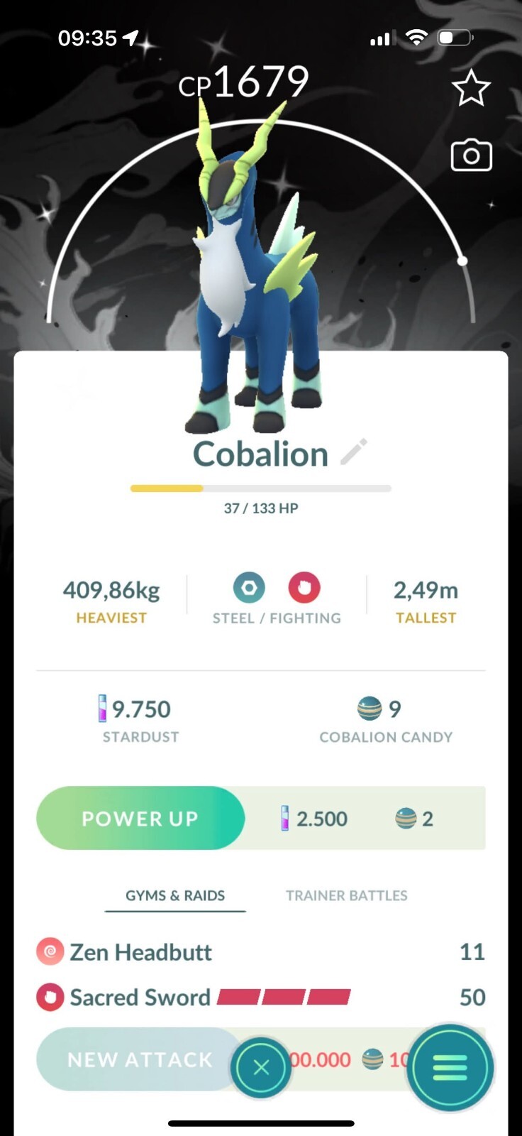 Shiny Cobalion have Black version background - MlNl P T C - Read Description