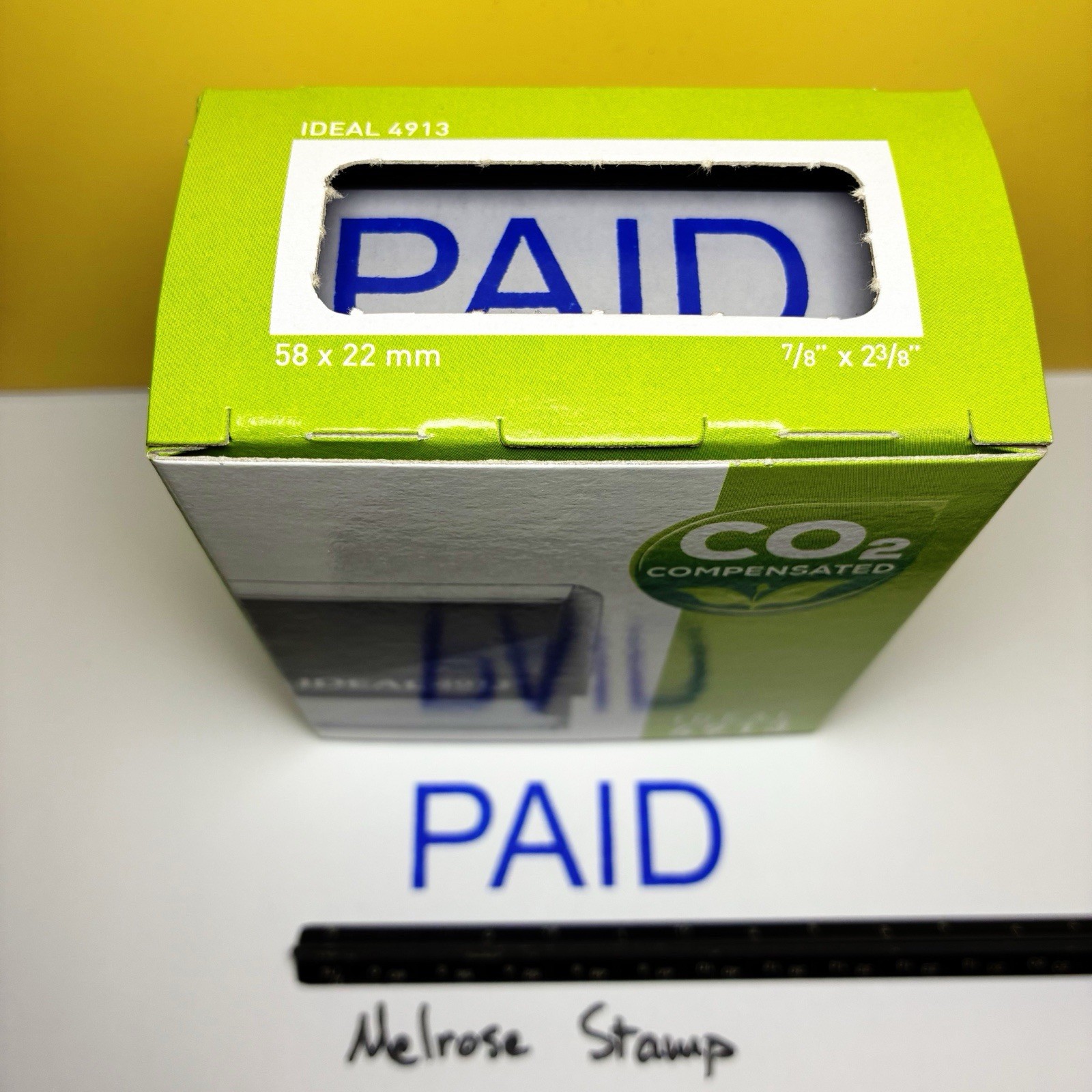 Paid Rubber Stamp Blue Ink Self Inking Ideal 4913