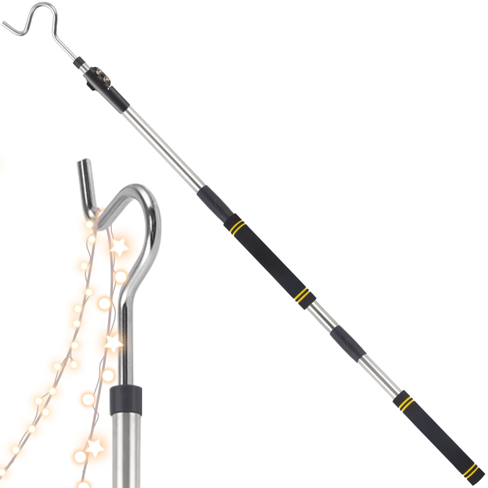 Clothes Hooks, 49"-91" Extendable Coat Hook Durable and Sturdy Telescopic Pol...