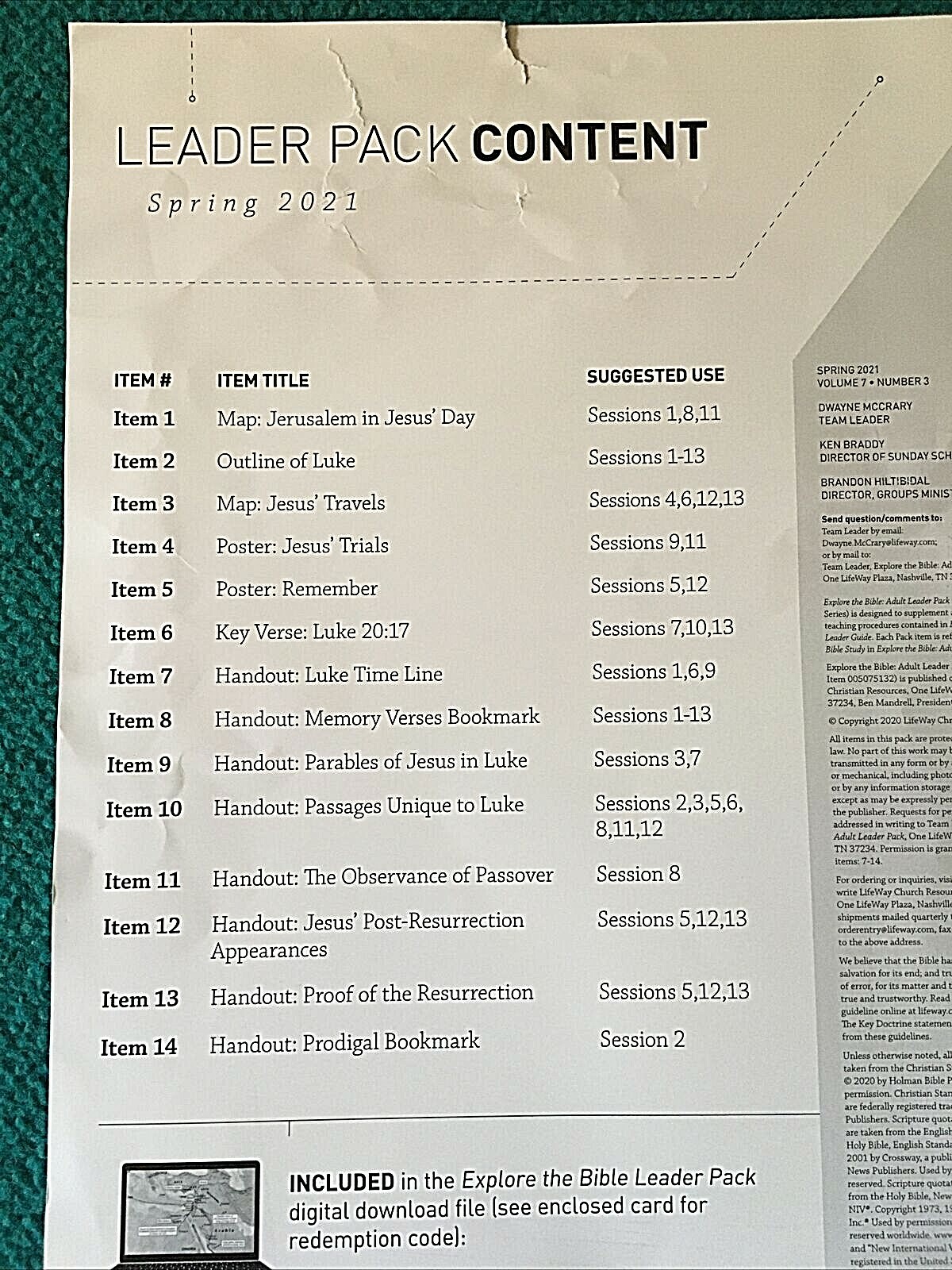 EXPLORE THE BIBLE "Job, Ecclesiastes, Luke 10-24" LEADER PACK @ Maps & Posters
