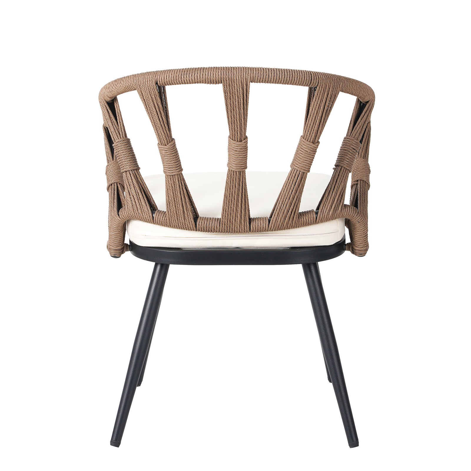 4-Piece Outdoor Patio Furniture Set with PE Rattan Chairs and Plastic Wood Table