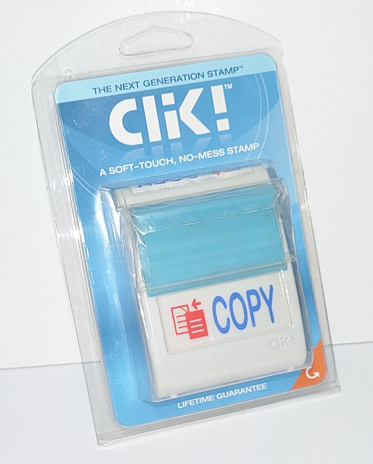 Clik ! Premium Two-Color Message Stamp  Copy  Re-Inkable Blue Red 4705
