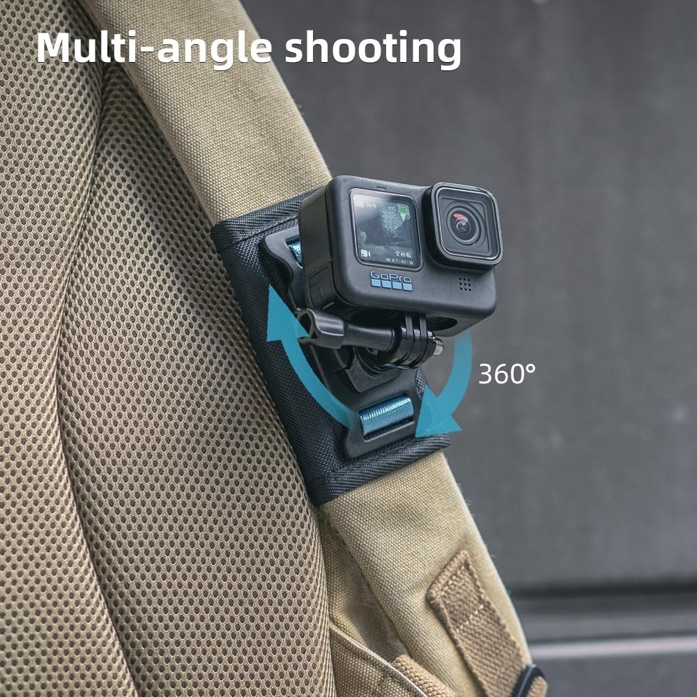 Backpack Shoulder Strap Mount Camera with Adjustable Shoulder Pad and 360 Deg...