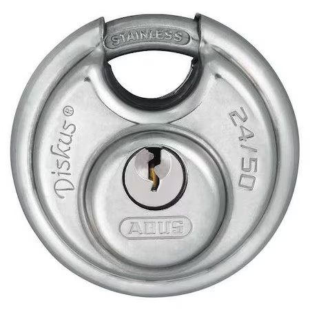 Abus 24590A Padlock, Keyed Different, Partially Hidden Shackle, Disc Stainless