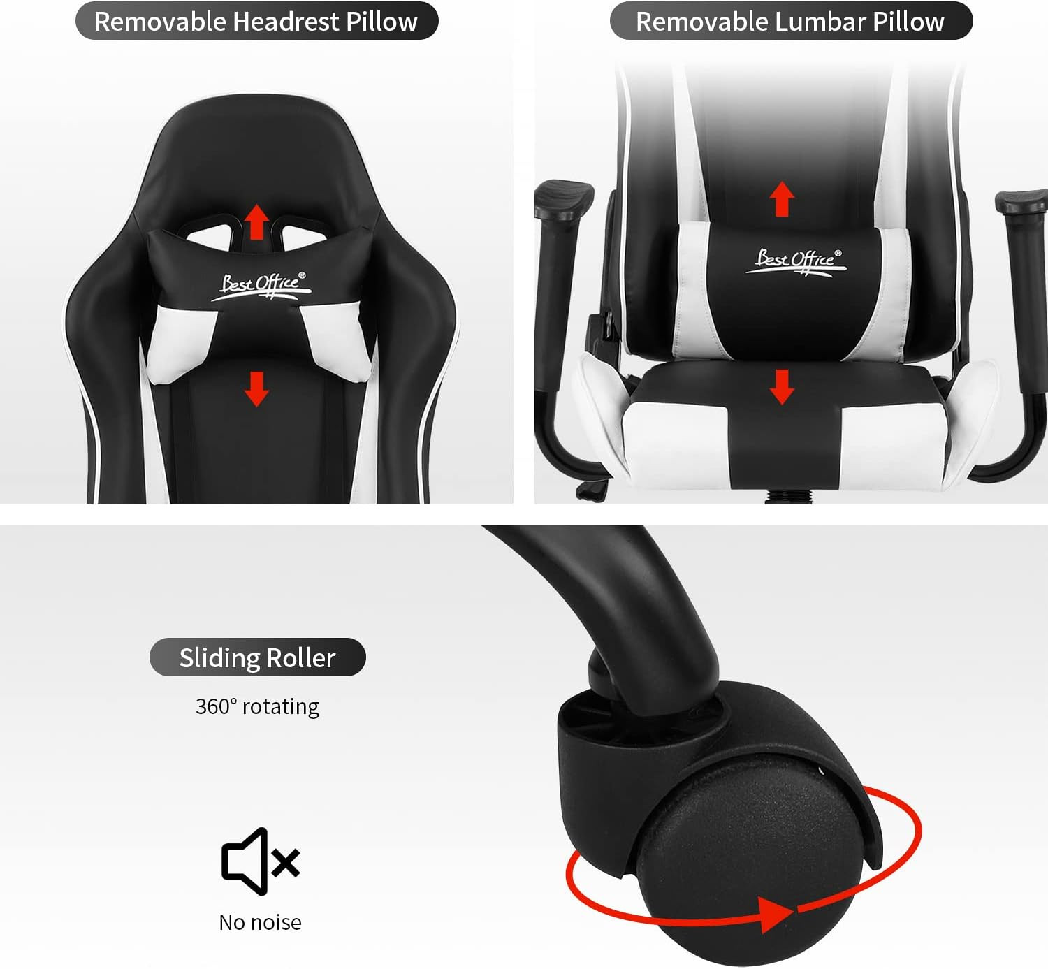 Gaming Chair Desk Chair Ergonomic High Computer Chair with Adjustable Lumbar Sup