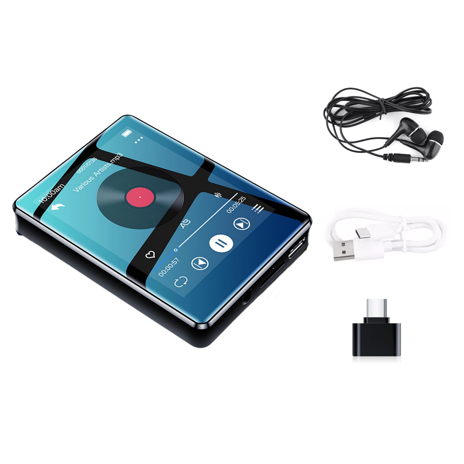 MP3 Player BT 5.0 2.4'' Full-touch HD Screen HiFi Audio Multi-function Equipment