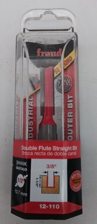 New Freud 12-110, 3/8"Double Flute Straight Bit, 1/2" Shank