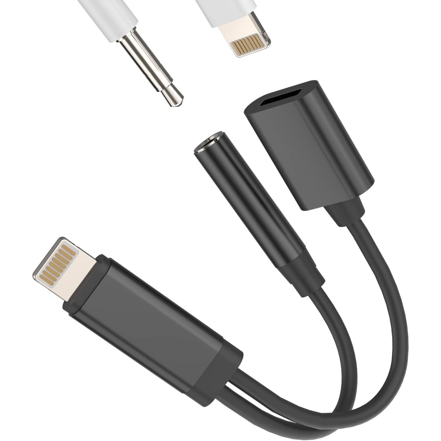 2 Pcs 2in1 Adapter Headphone Jack Cable, 3.5mm Splitter for iphone12 -13 Pro Max