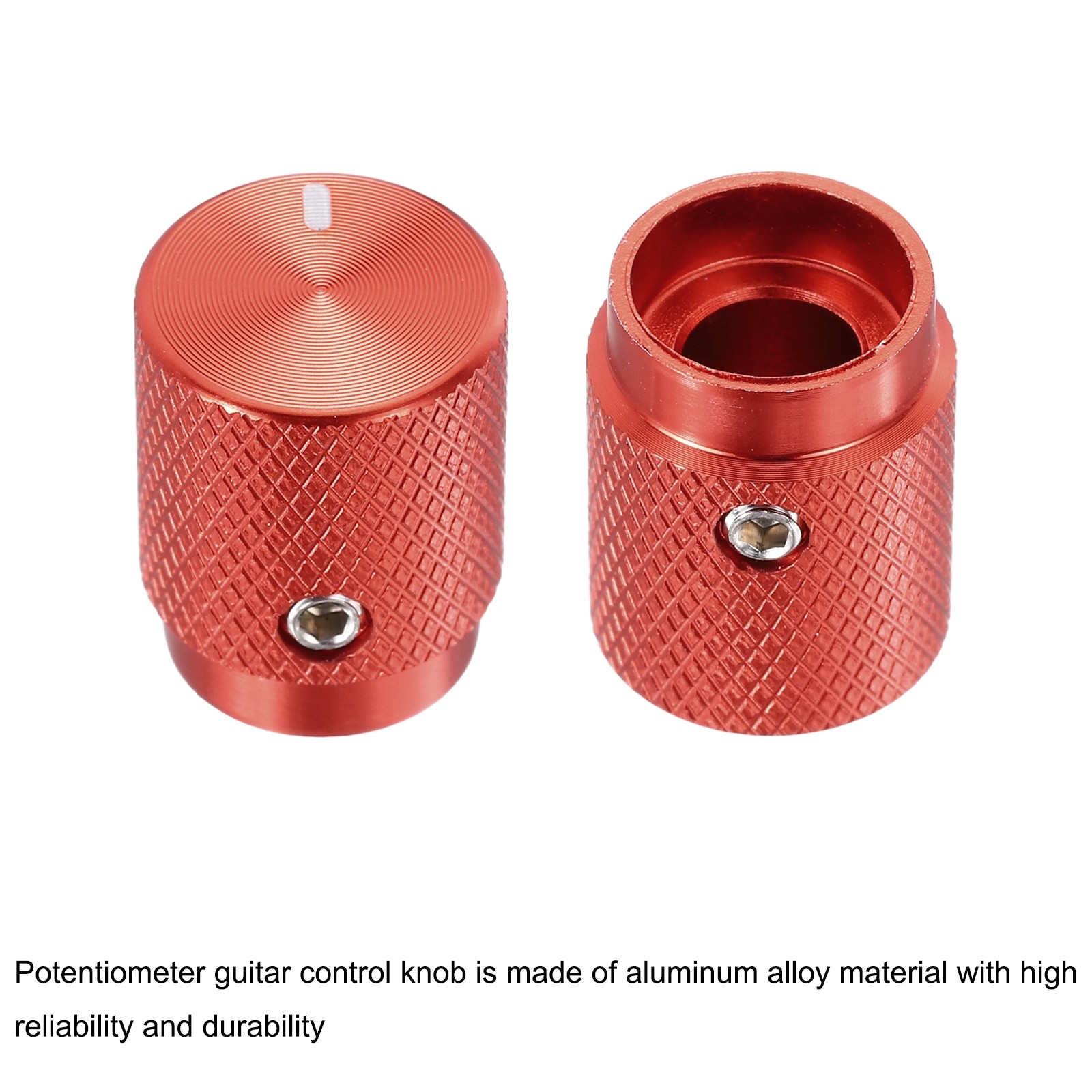 4 Pcs Aluminium Knobs, 6mm IDx12.5mm ODx16mm, Oval Indicator, Red