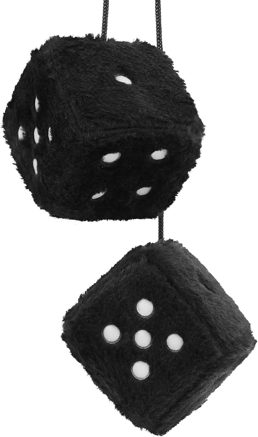 Fuzzy Dice for Car Mirror, Pair of Retro 2.75” Fuzzy Dice for Rear View Mirror w