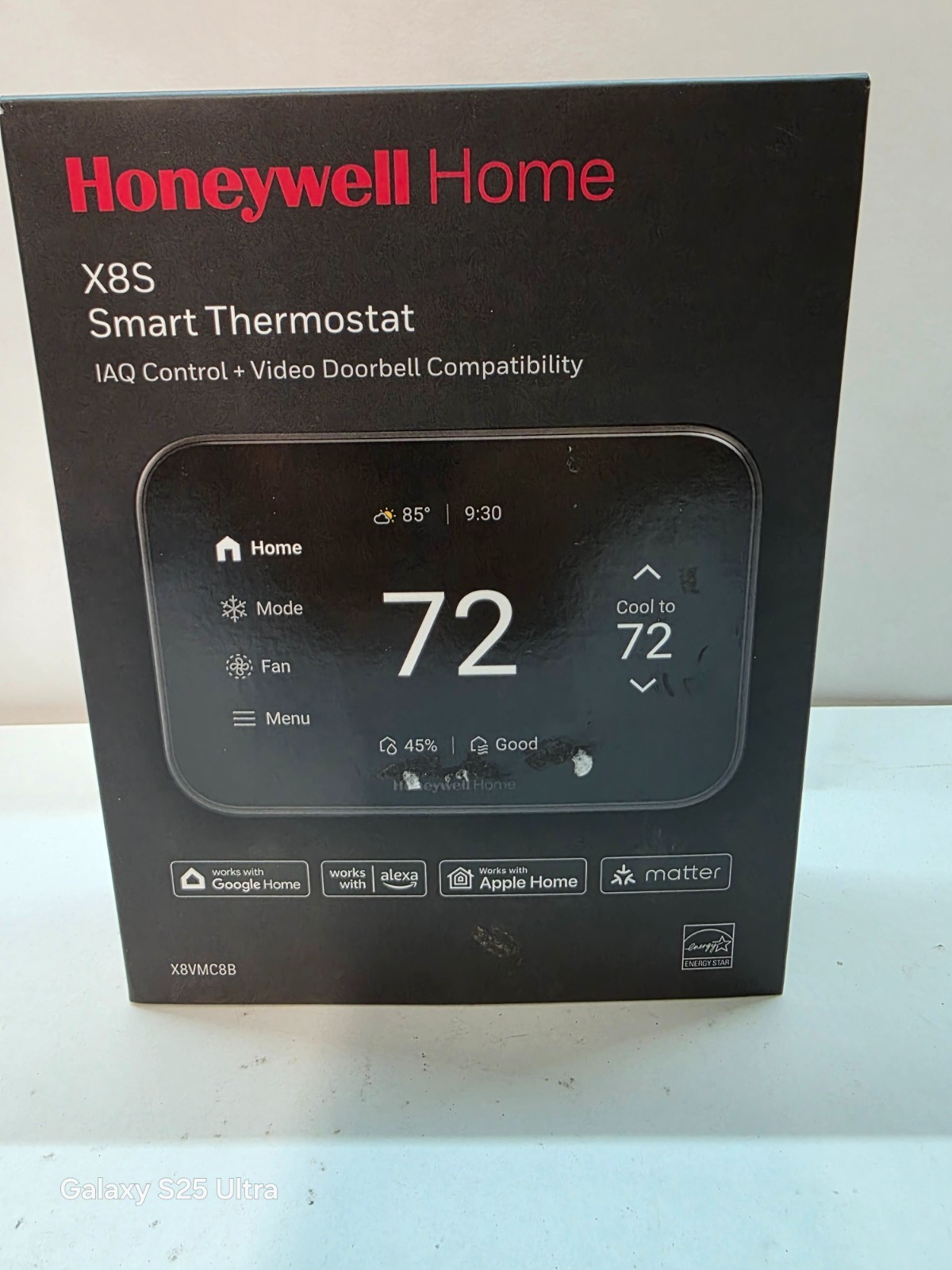 Honeywell Home X8S Smart Wi‑Fi Touchscreen Programmable Thermostat Black