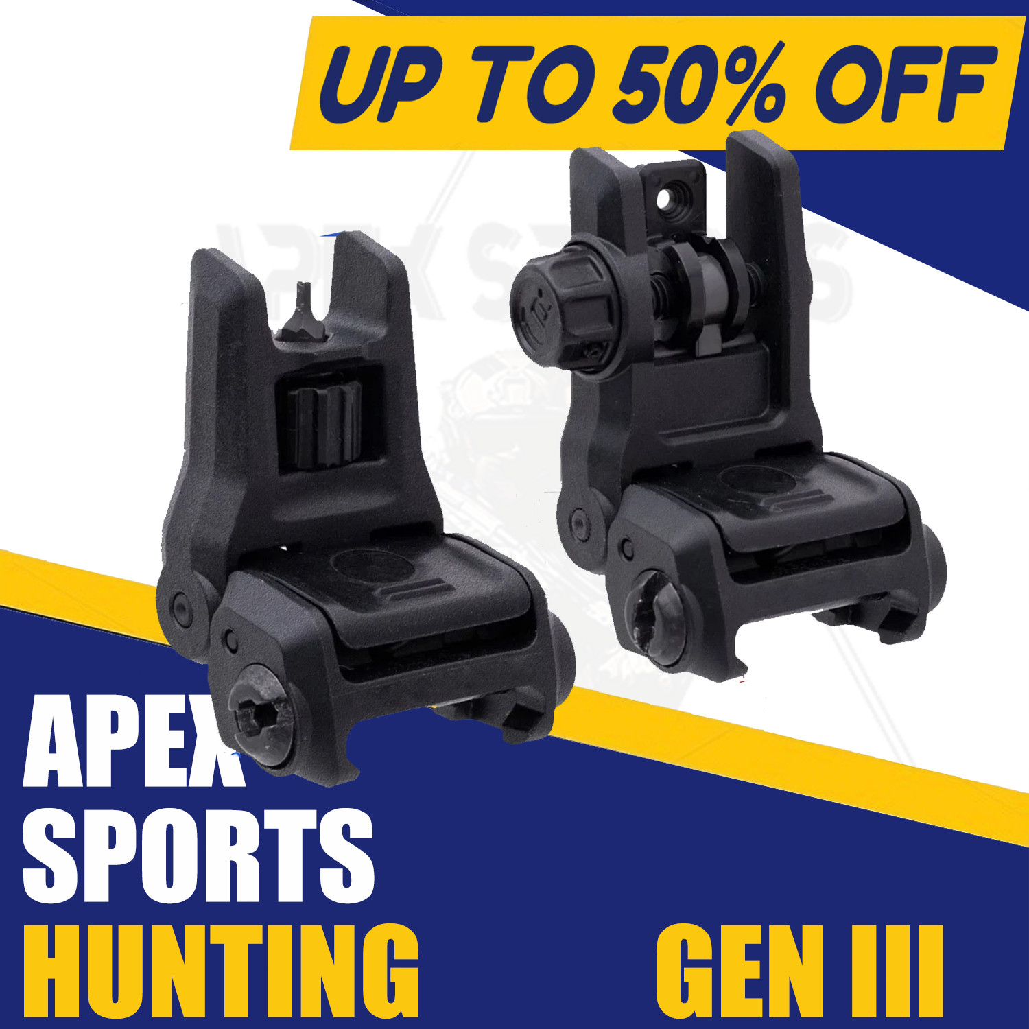 NEW Gen III Flip Up Sights Front & Rear Black Polymer 20mm Picatinny Mount