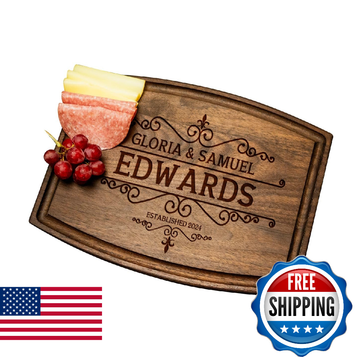 Custom Engraved Wood Cutting Boards, Customized Gift For Anniversaries, Couples,