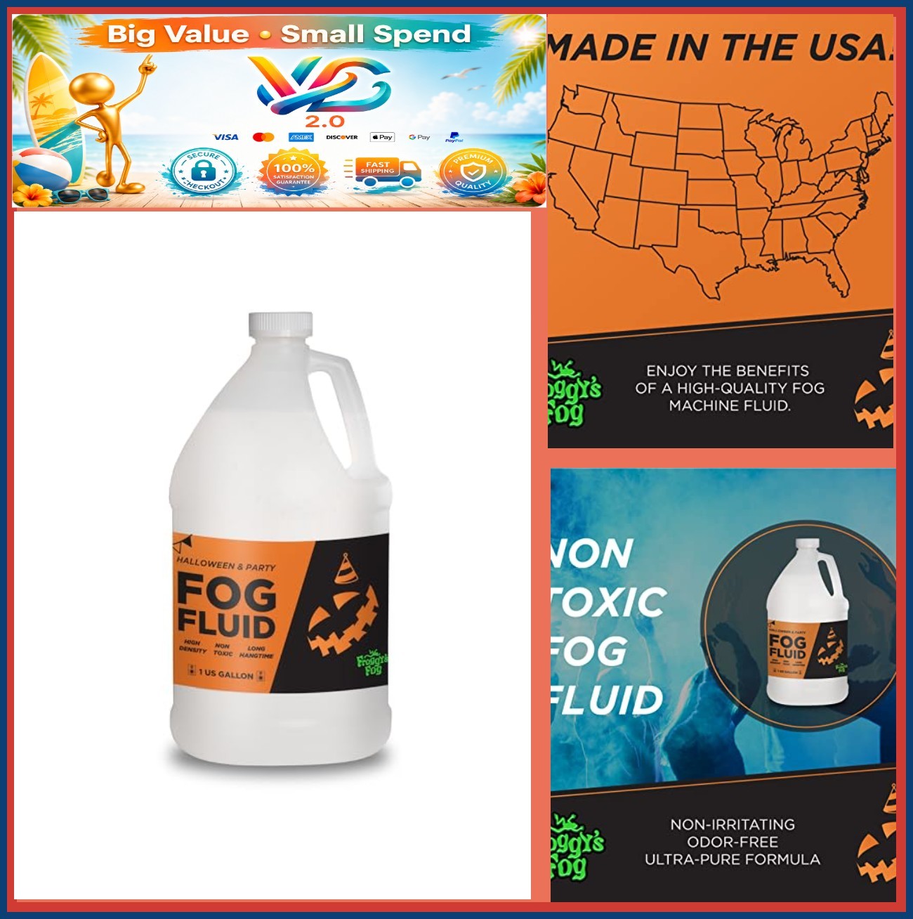 Foggy Fog Fluid For 400-1500W Machines 1 Gallon High Output Long Lasting