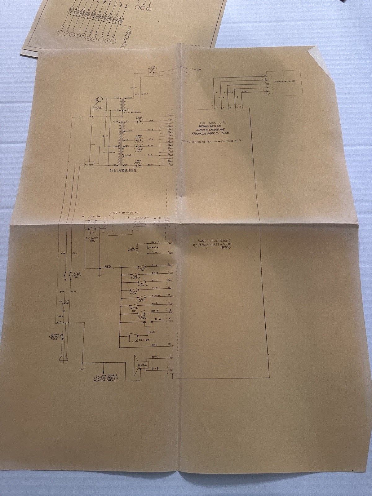 Ms Pac Man Pac-man Arcade Machine Manual Schematics Paperwork Electronics