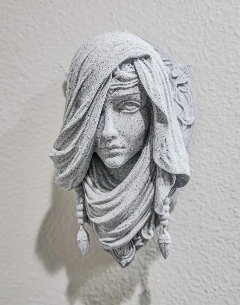 Veiled Woman 8” Stone Wall Sculpture | Gothic Classical Bust | Wall Art Decor