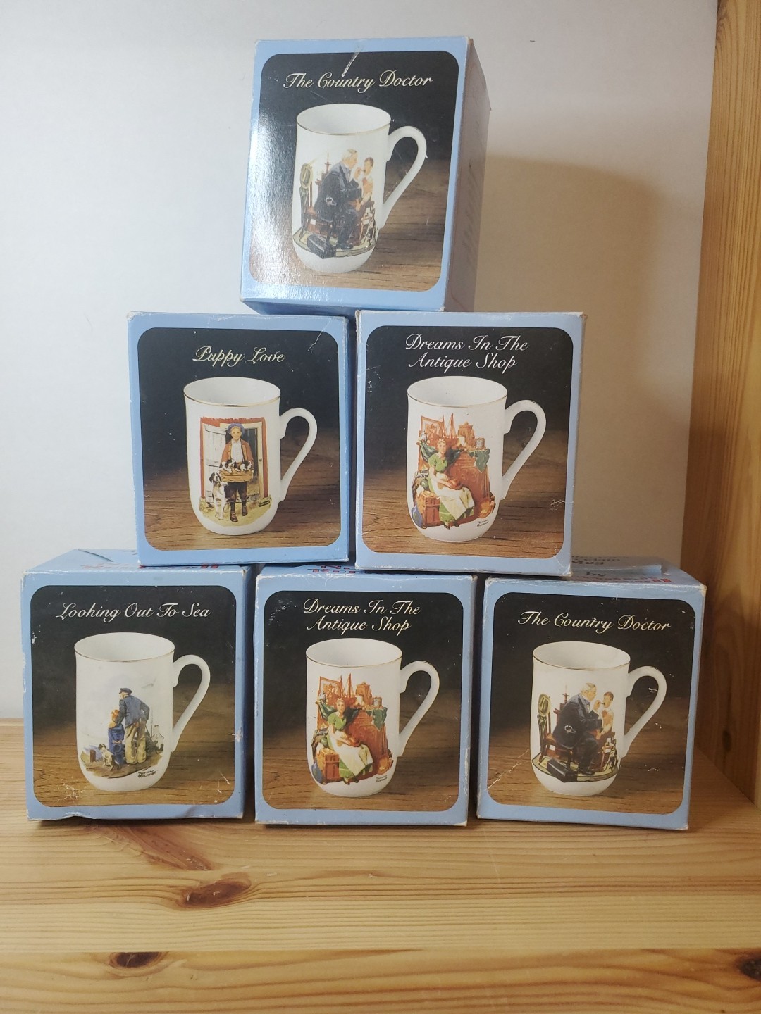 Norman Rockwell Mugs. Set of 6. Excellent condition D