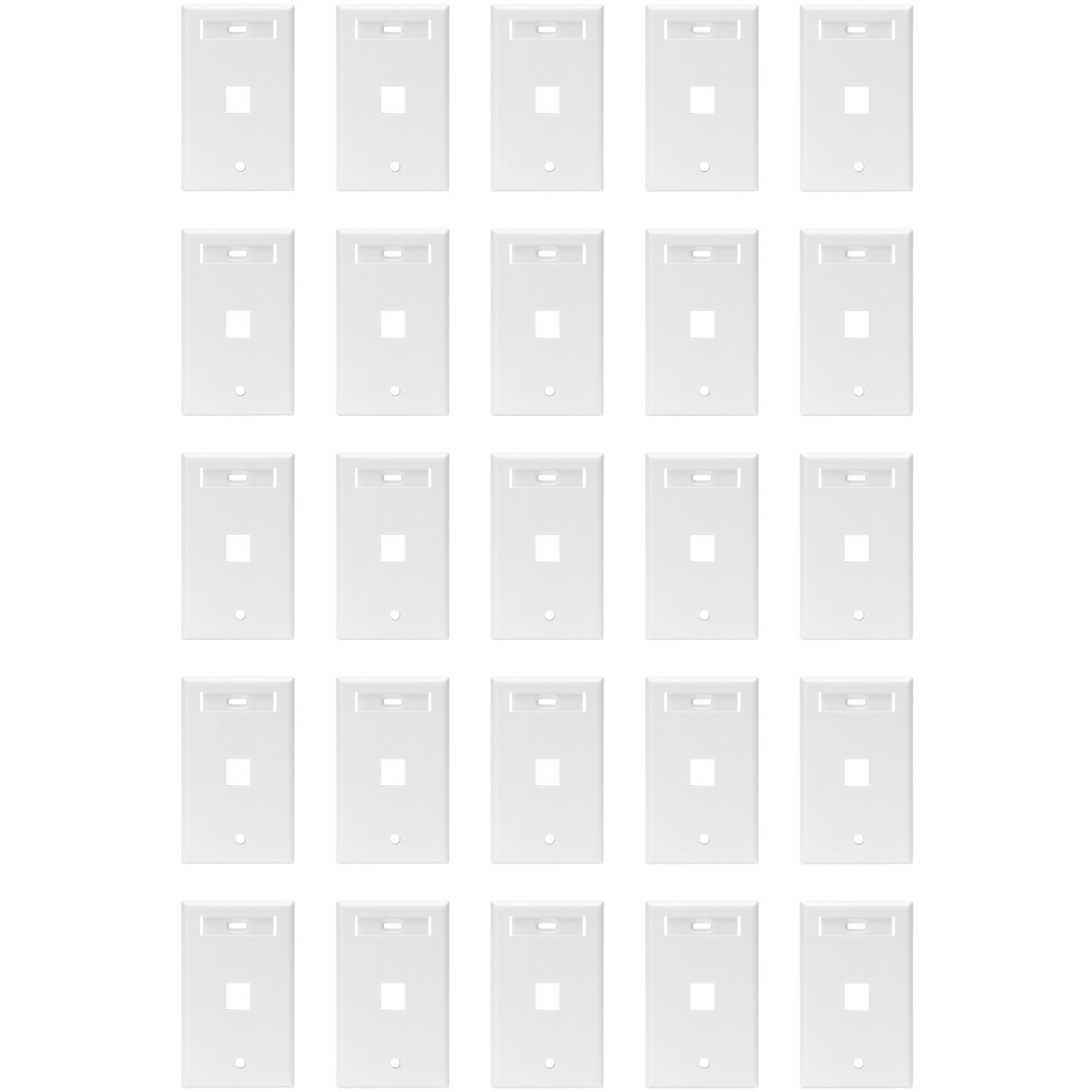 Leviton 42080-1WS Single-Gang Quickport Wallplate with ID Windows 25 Pack