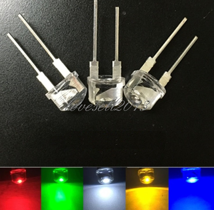 10PCS Yellow White Red Green Blue 8MM Straw Hat 0.5W LED Light Emitting Diode