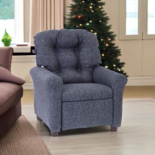 Traditional Kids Recliner Chair, Toddler Ages 1-5 Years, Polyester Linen, Grey