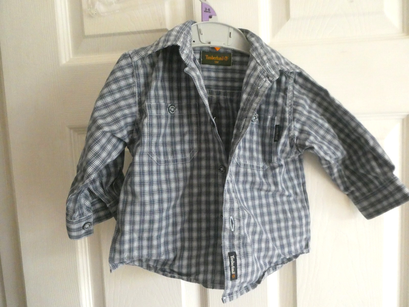 preowned boys timberland shirt blue check  3 months great shirt