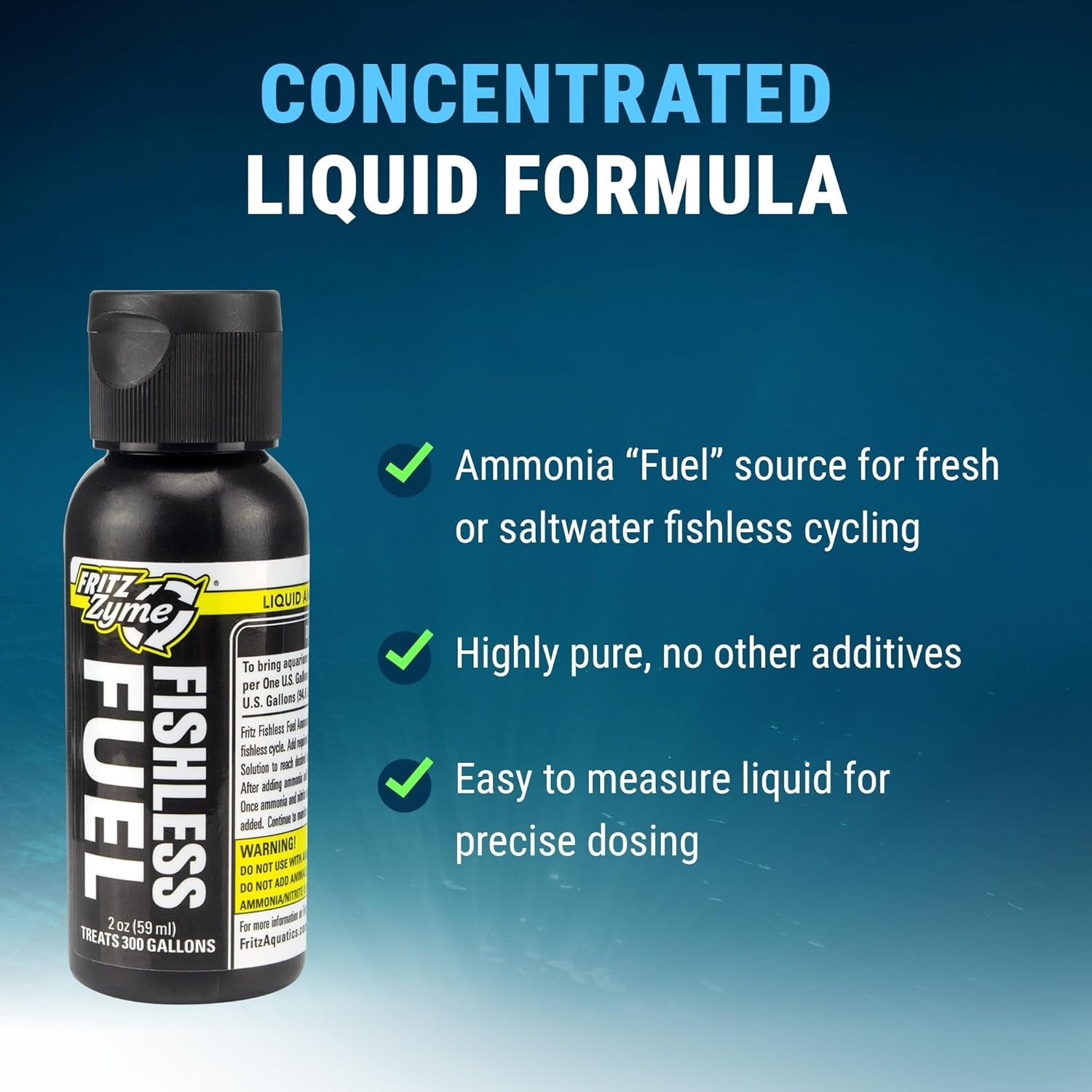 Fritz Aquatics Fishless Fuel - Ammonia Solution 2 oz for Safe Fishless Cycling