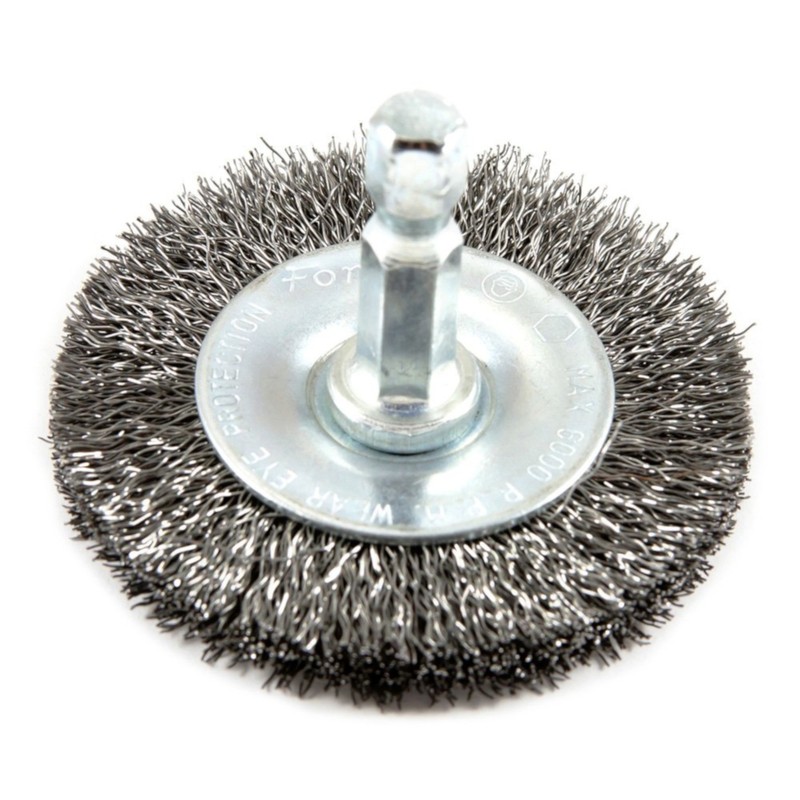 Forney 72735 Wire Wheel Coarse Crimped Chrome Brush 3 in. with 1/4 in. Hex Shank