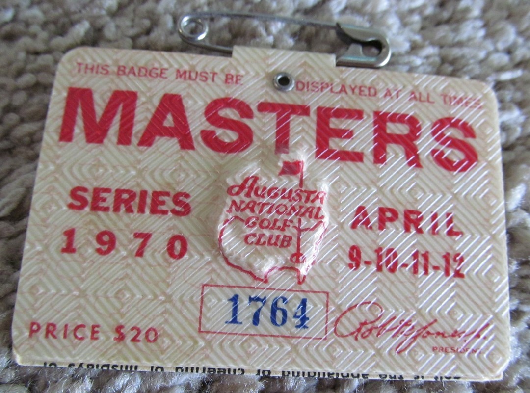 1970 MASTERS BADGE W/RTJ PAPER NOTE-WON BY BILLY CASPER