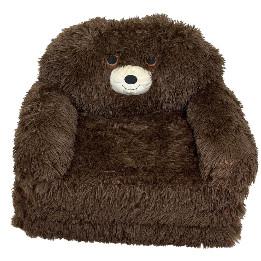 kids Teddy Bear Flip Out Foam Chair Bed Plush Convertible Sofa Seat 16'' Brown
