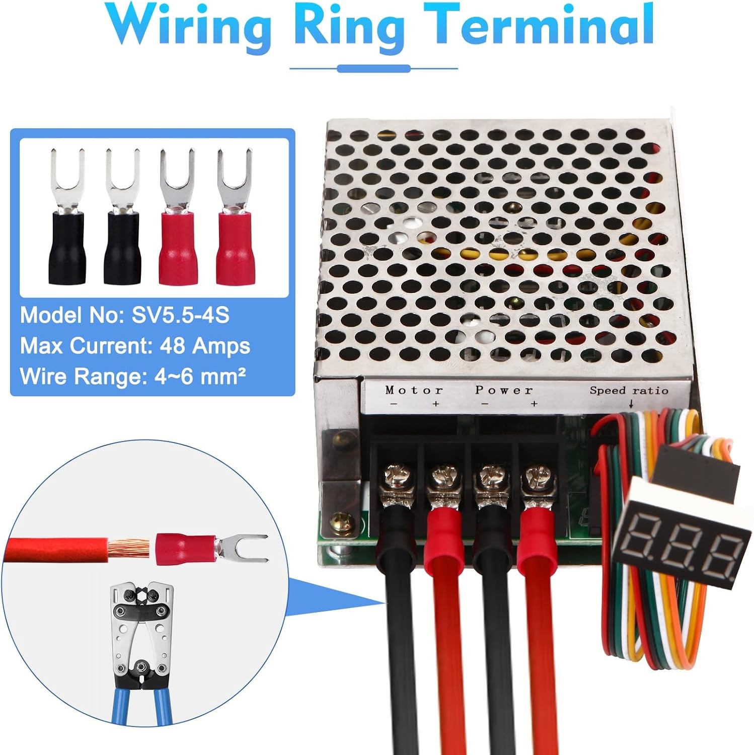 DC Motor Speed Controller DC 10-55V Rated 40A LED Display Stepless Adjustable