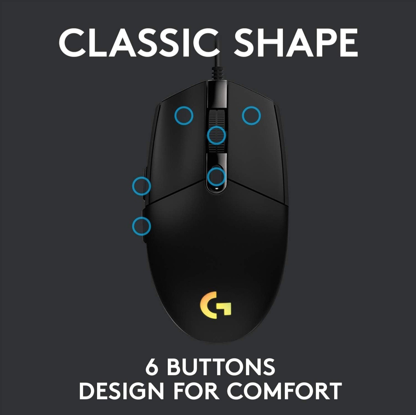 Logitech G102 Wired Gaming Mouse, 8000 DPI, 6 Programmable Buttons, RGB, Black