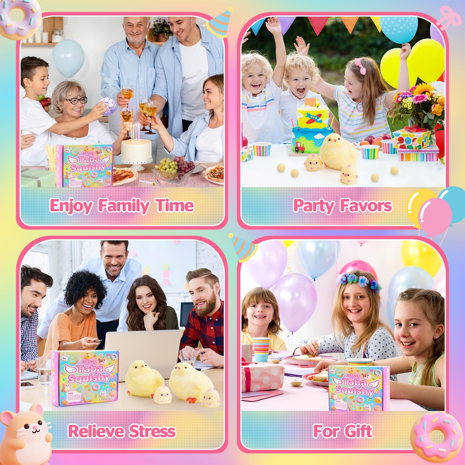 6Pcs Big Taba Squishy -3.15in, Handmade Ultra Soft Chick Taba Squishy Kit, Cu...