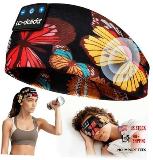 Sleep Headphones Headband Bluetooth 5.4, Sports Headband Artistic Butterfly