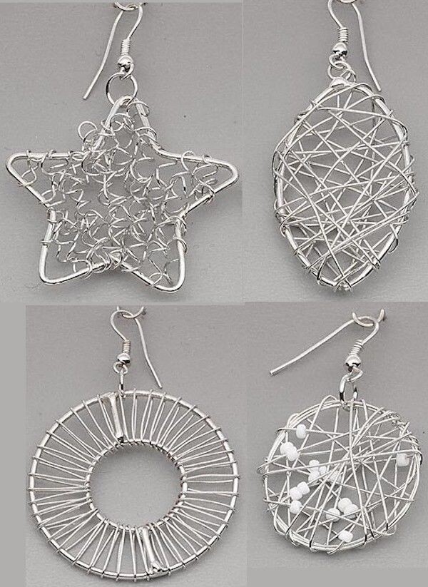 4 Pair Silver Plated Steel Wire Wrapped Earrings Base with Fishhook "