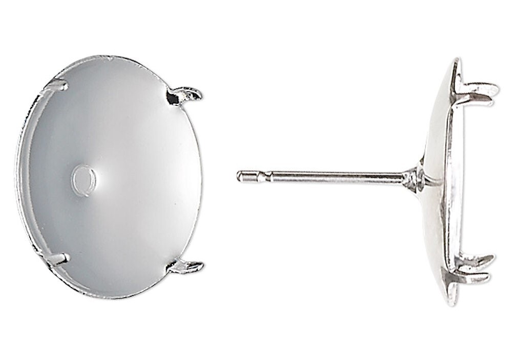 10 Silver Plated Steel 14mm Pad Post Earstuds for Perforated Beading Discs *