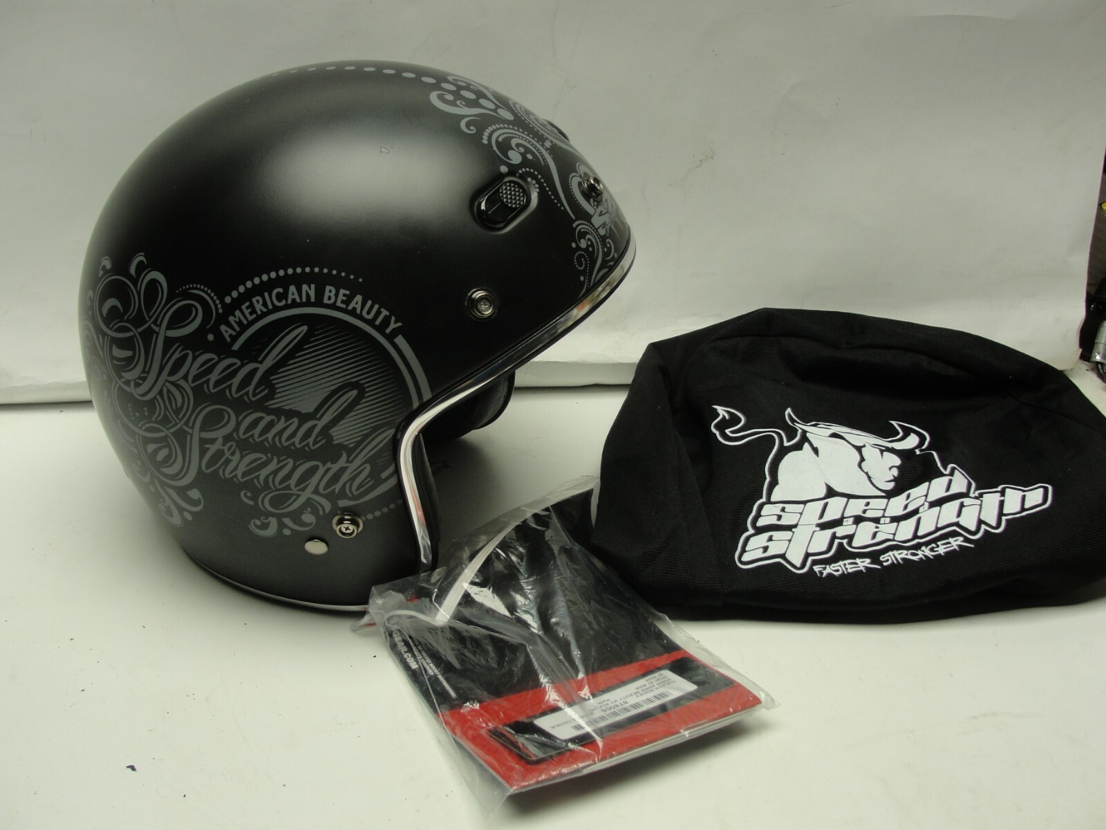 Retro Looking Speed and Strength SS600 Open Face Helmet Black Medium Bobber