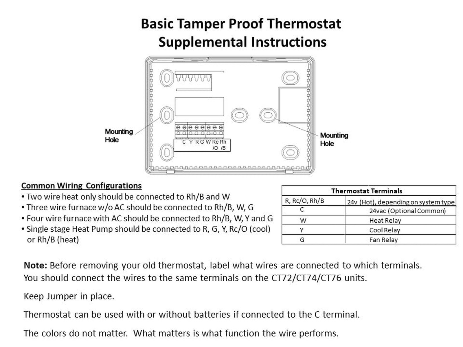 CT72 Basic Tamper Proof Thermostat